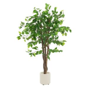Ficus artificial 120 cm planta de interior/exterior con tronco natural