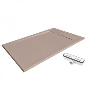 Plato de ducha de resina moka  - 70x100cm - mod. Ambiente válvula + tapa