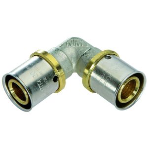 Racor acodado de 90° d.16 de latón para tubo multicapa