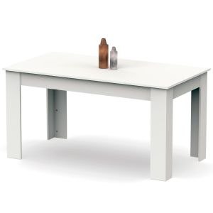 Mesa comedor madera, salón o cocina, briebe opal blanco