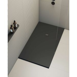 Plato de ducha poaLGi - 75x170 cm - negro - extraplano, antideslizante