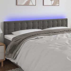 Cabecero con LED de terciopelo gris oscuro 180x5x78/88 cm eso5014