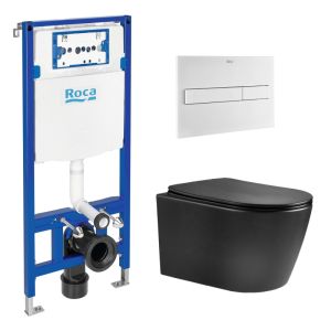 Roca duplo + pl7 blanco mate + wc aqua nebula negro