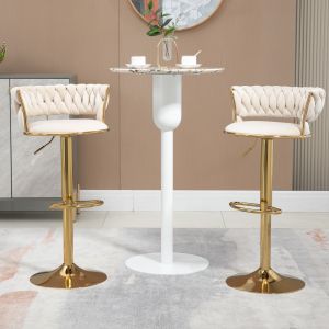 Taburete de bar marfil set 2 ajustable con reposapiés