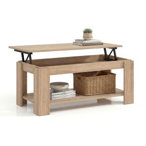 Mesa de centro elevable con almacenaje 102x43-54 cm lya roble canadian