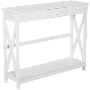 Mesa de consola 100x30x81cm mdf color blanco Homcom