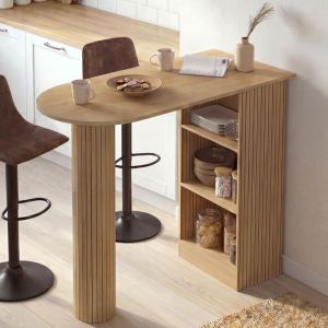 Mesa alta de bar madera con estantes 110x50x103 cm