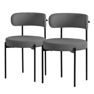 Set 2x sillas de comedor tejido teddy gris de terciopelo