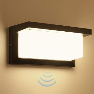 Lámpara de pared exterior aluminio con sensor impermeable 18 w 3000 k