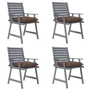 vidaXL sillas de comedor jardín con cojines 4 uds madera maciza acacia