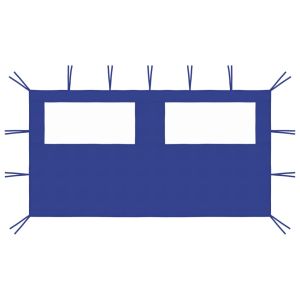 vidaXL pared lateral de cenador con ventanas azul 4x2 m