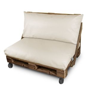 Cojín para palets polipiel exterior crudo funda respaldo 80x45x25 sin relle
