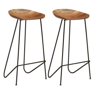 Taburetes de cocina 2 unidades madera maciza de acacia es7695