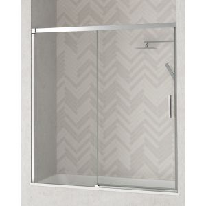 Mampara bañera de 1 fijo 1 puerta | cromo brillo 175cm