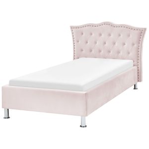 Cama terciopelo metz 90 x 200 cm rosa pastel