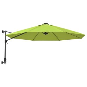 vidaXL sombrilla de pared con LED verde manzana 290 cm