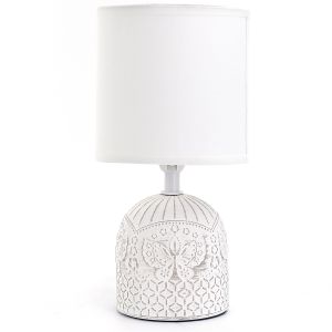 Aigostar lámpara cerámica e14, vintage, tela blanca, 26cm