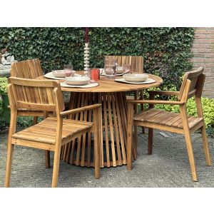 Conjunto de comedor exterior 4 plazas agello madera de acacia marrón