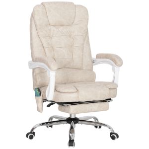 Silla de oficina tejido de microfibra color crema 70x65x119 cm
