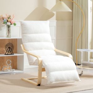 Sillón relax mecedor poliéster blanco con reposapiés ajustable y brazos
