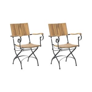 Conjunto de 2 sillas de jardín lascari madera de acacia marrón claro