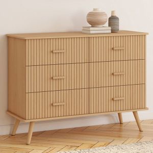 Cómoda 6 cajones - madera natural - 110x40x80 cm