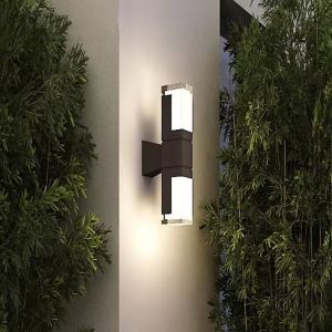 Aplique de pared exterior doble impermeable 14 w 6000 k blanco