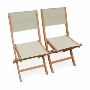 Silla de jardín plegable de madera de eucalipto, set de 2 gris pardo