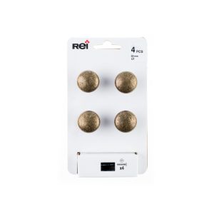 Blister con 4 pomos redondos para mueble fabricado en zamak acabado cuero