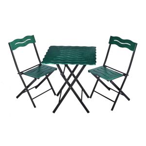 Wellhome 3p set de mesa y sillas de jardín negro 60x73x60 cm
