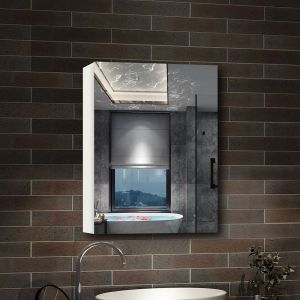 Armario con espejo para baño 70 x 40 cm, gabinete con 3 estantes y 1 espejo