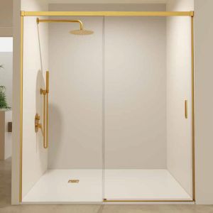 Mampara ducha corredera 1 puerta 1 fijo | oro 150cm (adap.146,1-151)