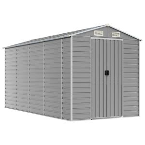 vidaXL caseta de jardín gris claro 191x385x198 cm acero galvanizado