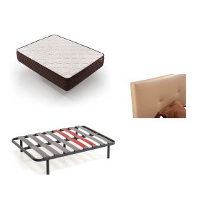 Pack colchón 135x180 y somier y cabecero beis descansin