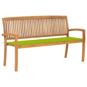 vidaXL banco de jardín apilable con cojín madera maciza de teca 159 cm