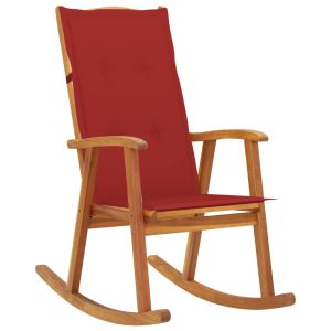 vidaXL silla mecedora con cojines madera maciza de acacia