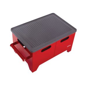 Barbacoa de etanol 1.2l en acero negro y plancha de hierro