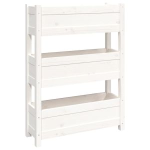 vidaXL jardinera de madera maciza de pino blanco 77x25x104,5 cm