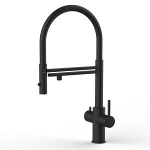 Grifo de cocina 5 vías acero inox ducha 2 chorros amovible, negro