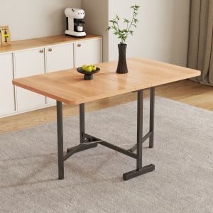 Mesa de comedor extensible plegable mdf roble blanco americano 75x120x80cm