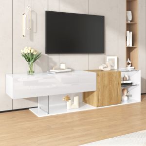 Mueble de tv con 2 puertas blanco y natural 48x180x38cm