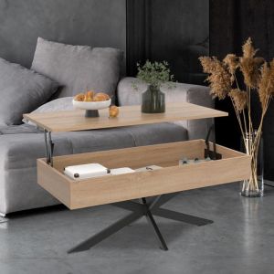 Mesa baja elevable alix - madera clara y negro - 100 cm