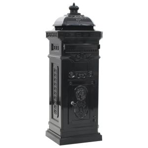 Buzón vintage de aluminio negro resistente a la corrosión