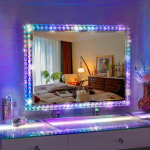 Vanitii espejo maquillaje con luz rgb tocador blanco 80 x 60 cm
