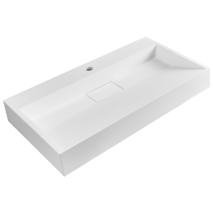 Lavabo suspendido quenko 80 x 46 cm compuesto mineral blanco