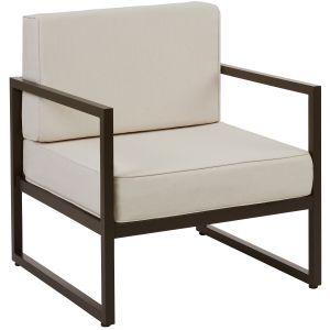 Sillón de jardín, 1 plaza, tapizado grueso, 74x78x85 cm, marrón/beige