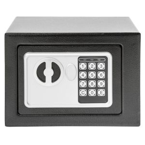 Caja fuerte electrónica con cierre doble y pantalla LED, negro