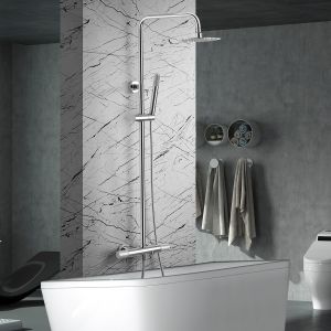 Imex - columna ducha y bañera termostática con grifo cromado serie line