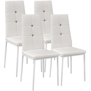 4 sillas de comedor tapizadas, respaldo alto con brillantes blanco