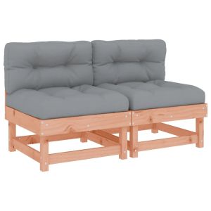 vidaXL sofás centrales con cojines 2 uds madera maciza abeto douglas